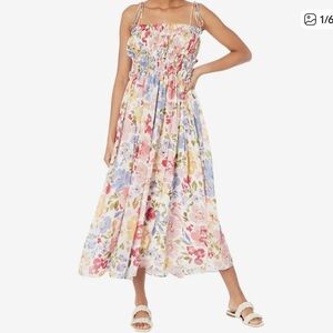 En Saison Floral Midi Dress White & Pastel Medium